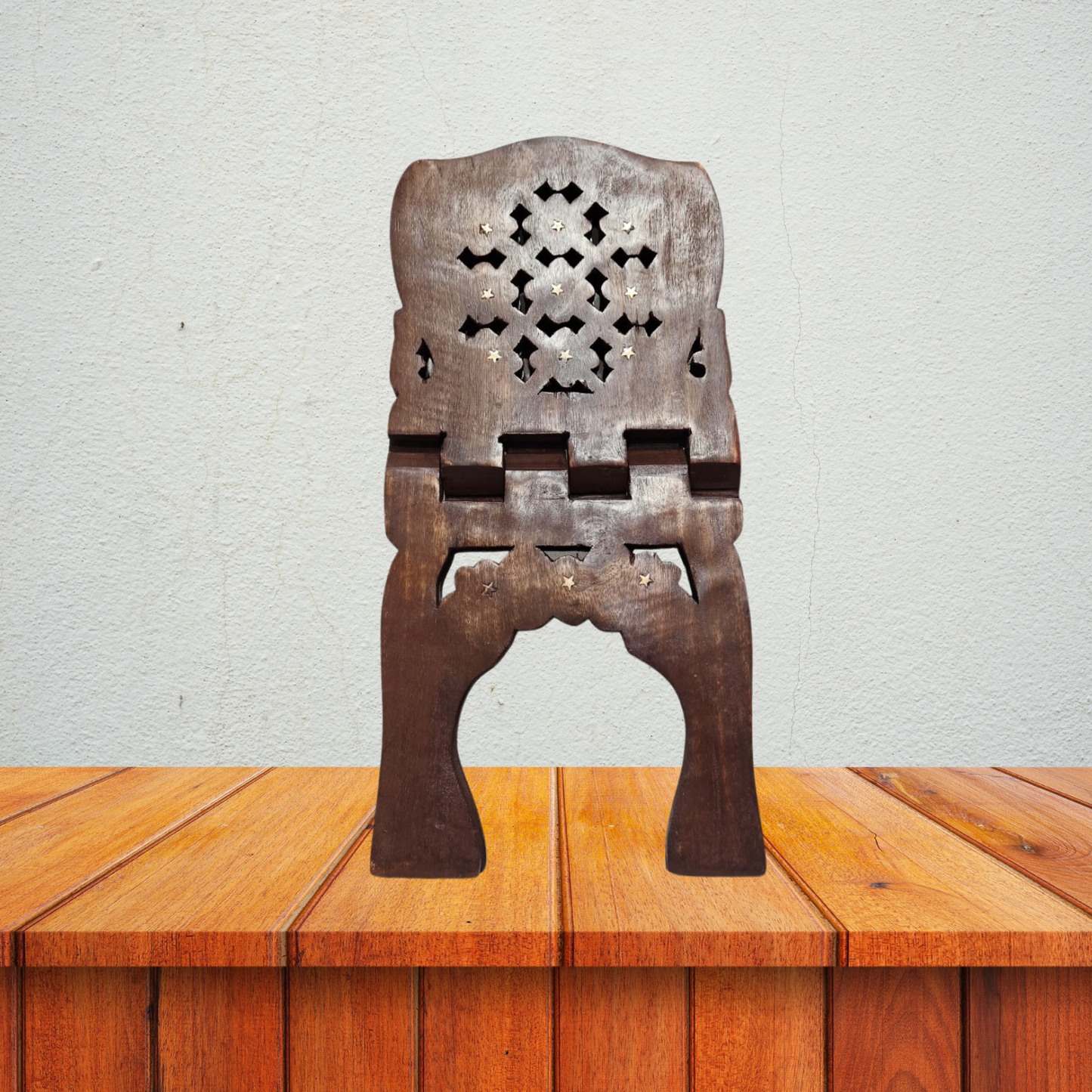 Handcrafted Wooden Rehal – Foldable Holy Book Stand for Puja & Reading