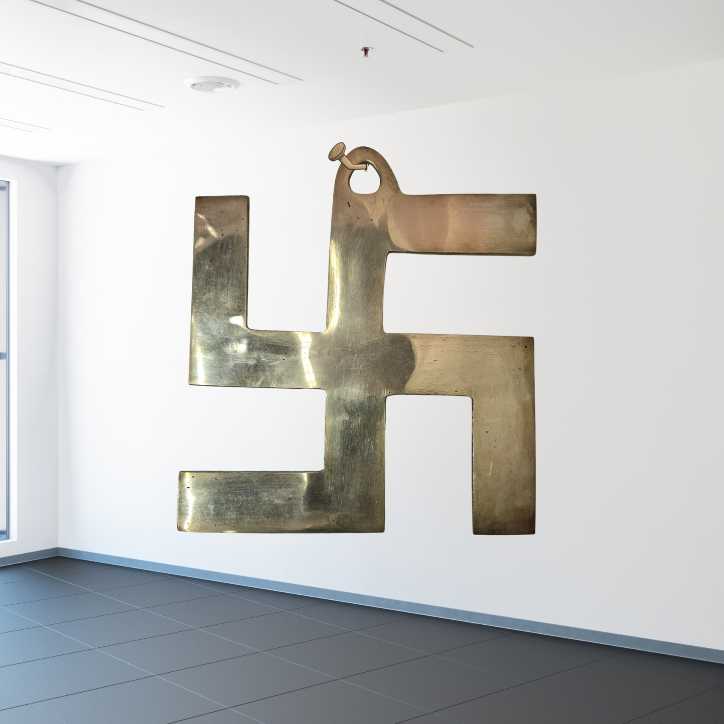 Big Size Pure Brass Swastik – Auspicious Vastu Symbol for Home, Temple & Office (9.8 x 8.6 Inch)