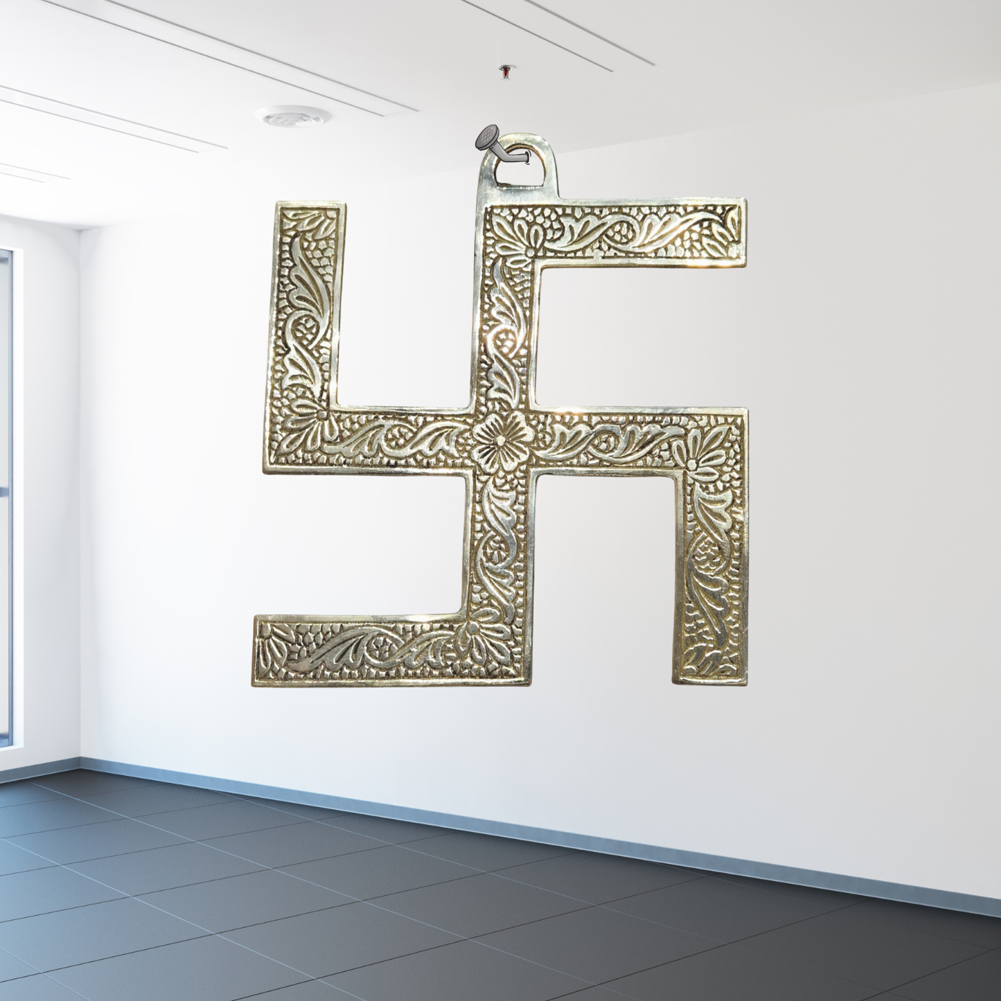 Pure Brass Swastik with (Bail) Design – Auspicious Wall Hanging for Home & Office Vastu