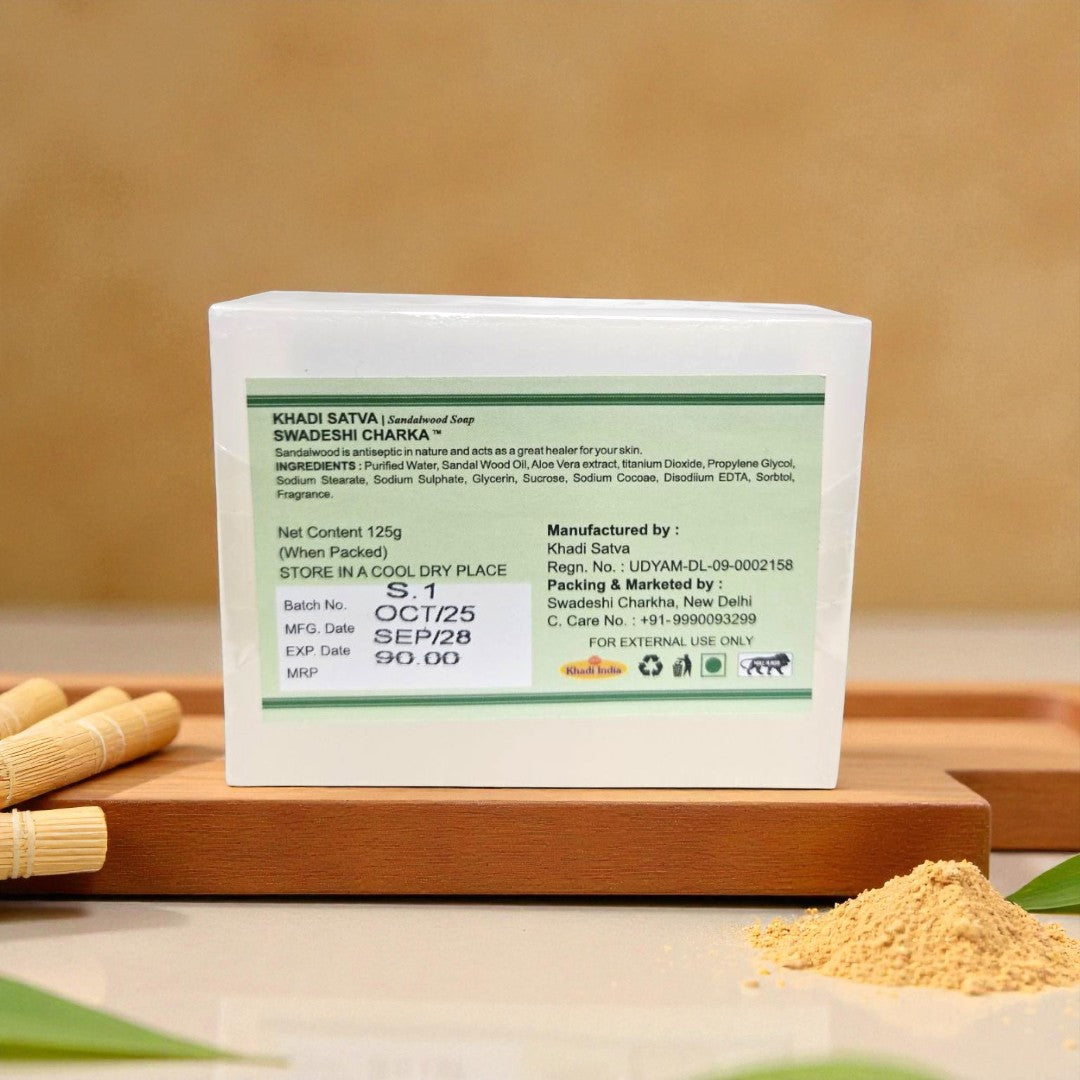 Khadi Satva Sandalwood Soap | 100% Pure & Natural Handmade Ayurvedic Bathing Bar