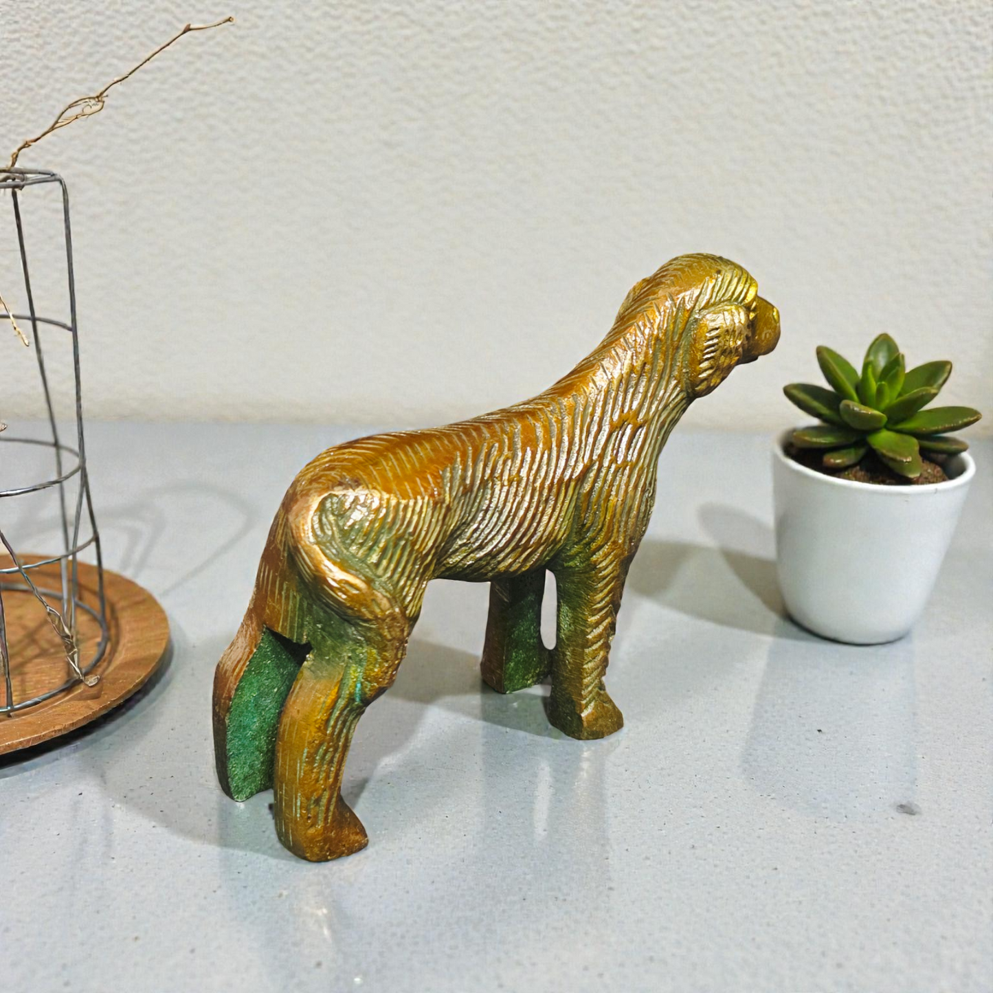 Handcrafted Pure Brass Dog Idol – Decorative Loyal Companion Statue for Home & Office