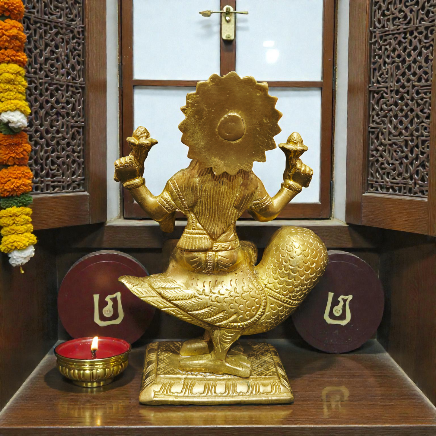 Handcrafted Pure Brass Goddess Lakshmi on Owl Idol – Ullook Vahini Dhan Laxmi Statue for Wealth & Wisdom