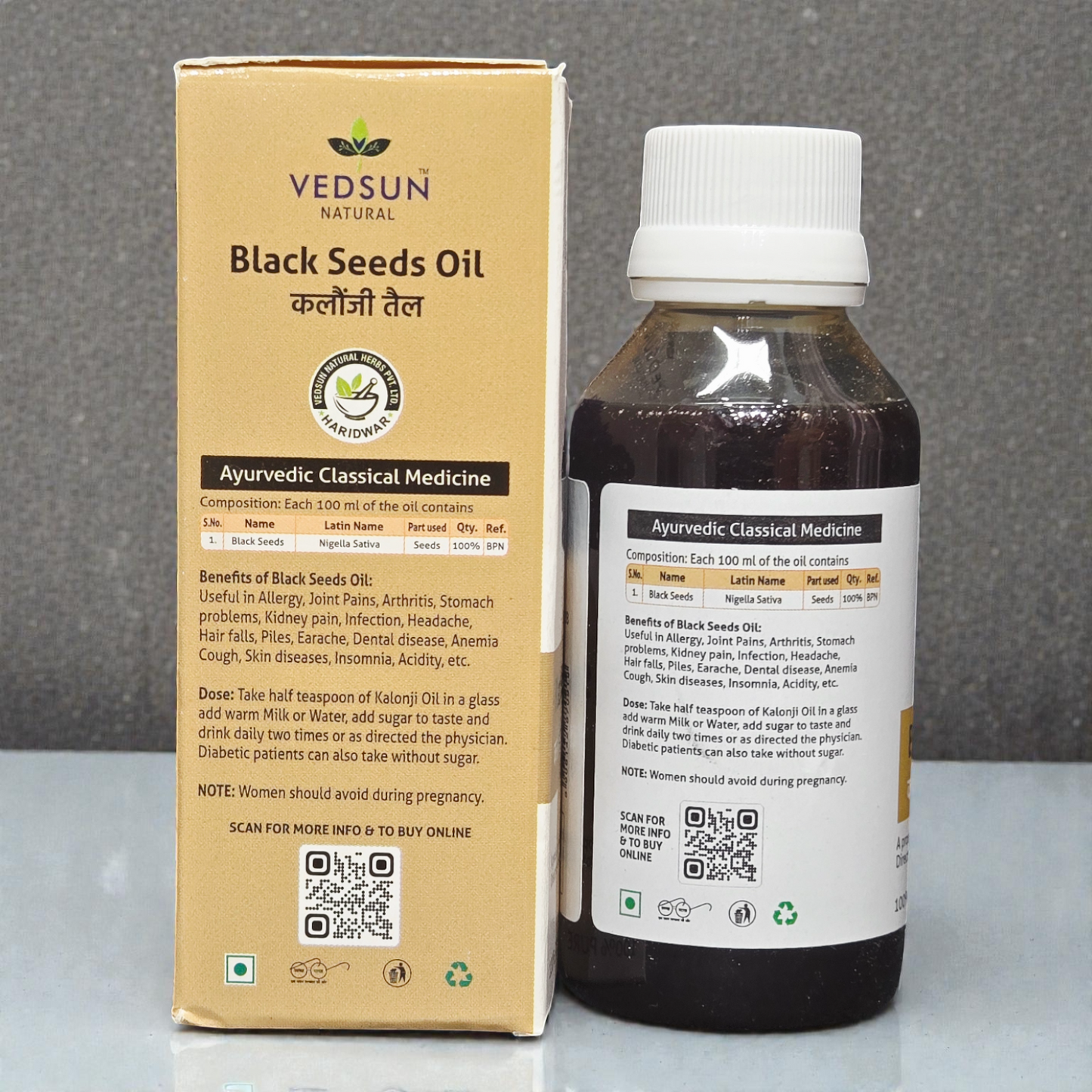 Vedsun Black Seed Oil (Kalonji Tail) - 100% Pure & Ayush Approved | For Hair Growth & Hair Fall Control - 100ml
