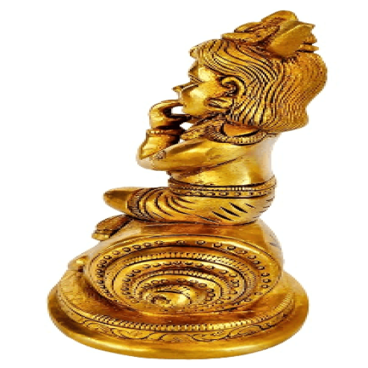 Brass Child Krishna Statue (sitting on a conch)
