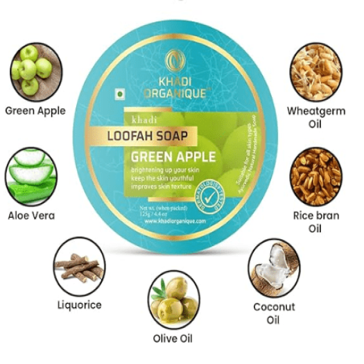 Khadi Organique Green Apple Loofah Soap