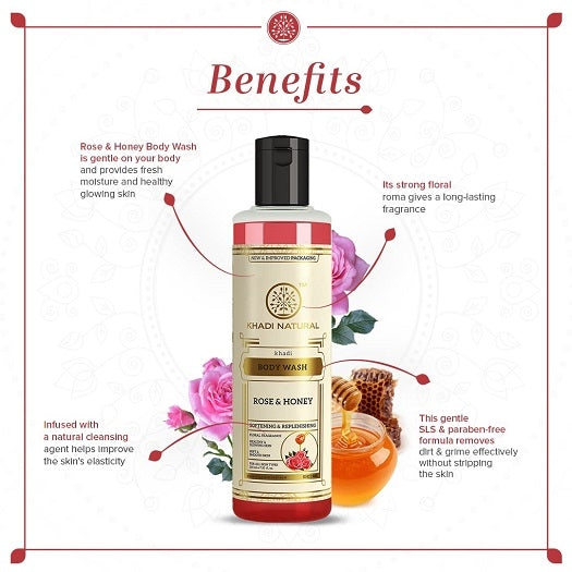 Khadi Natural Rose & Honey Body Wash (SLS à ¤â€Ã ¤° à ¤ªà ¥ˆà ¤°à ¤¾à ¤¬à ¥‡à ¤¨ à ¤«à ¤¼à ¥Âà ¤°à ¥€)