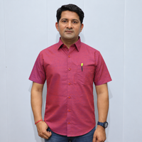 Maroon Cotton Shirt for Men โ Half Sleeve Textured Casual Shirt