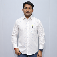 White Cotton Shirt for Men โ Full Sleeve Printed Casual Shirt