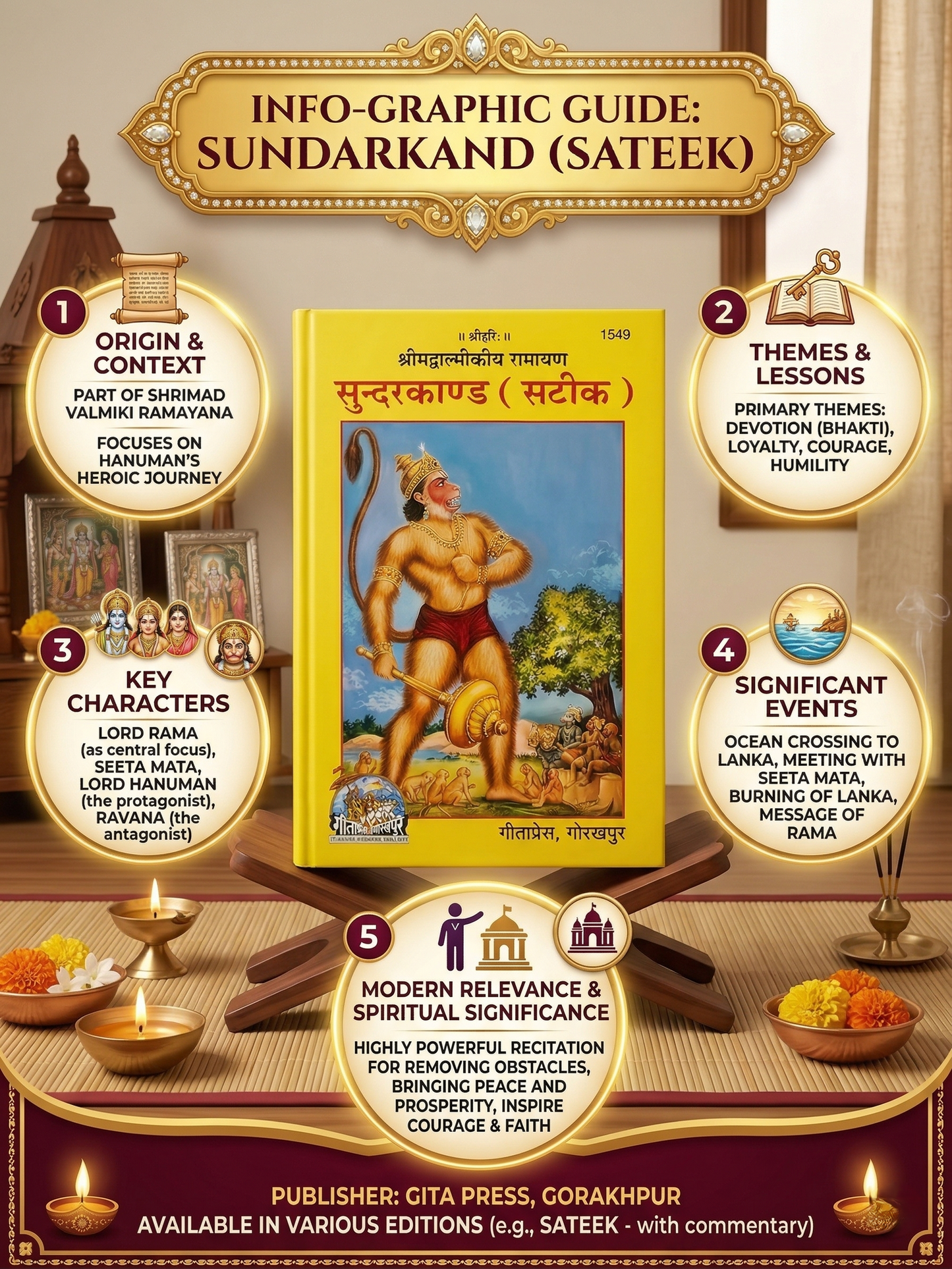 Gita Press Shree Madvalmikiya Ramayan Sundarkand Satik Book (Code 1549) – Hindi Edition