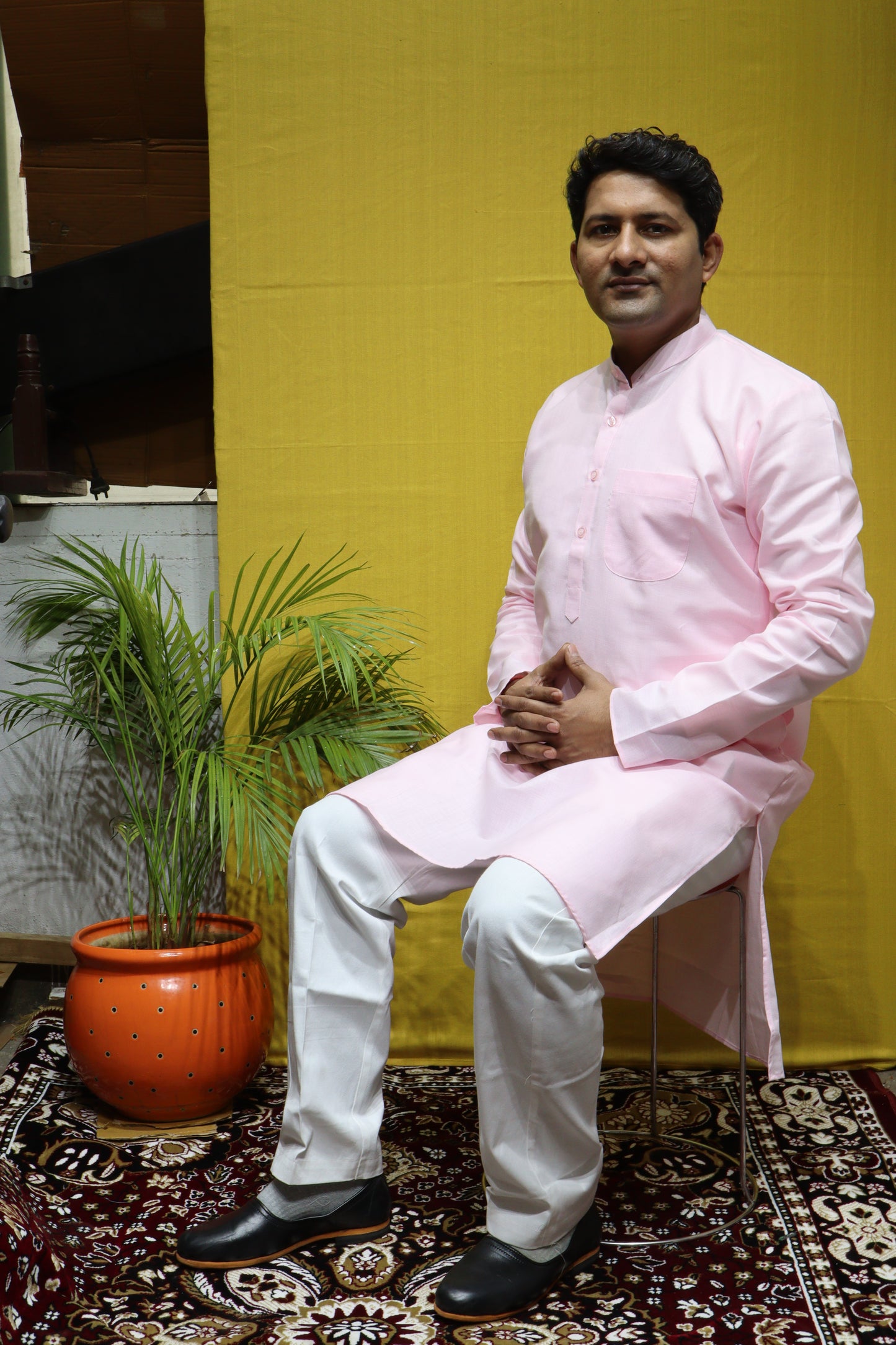 Baby Pink Men Kurta – Pure Cotton Classic Traditional Wear