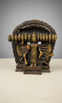 Handcrafted Brass Vishnu Anantashayana Idol – Multi-Head Sheshnag Antique Finish Statue for Home Temple & Décor 8.2inch