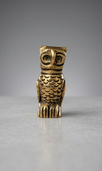 Handcrafted Brass Owl Statue – Antique Finish Wisdom Symbol Decorative Showpiece for Home & Office Height-2.3inch