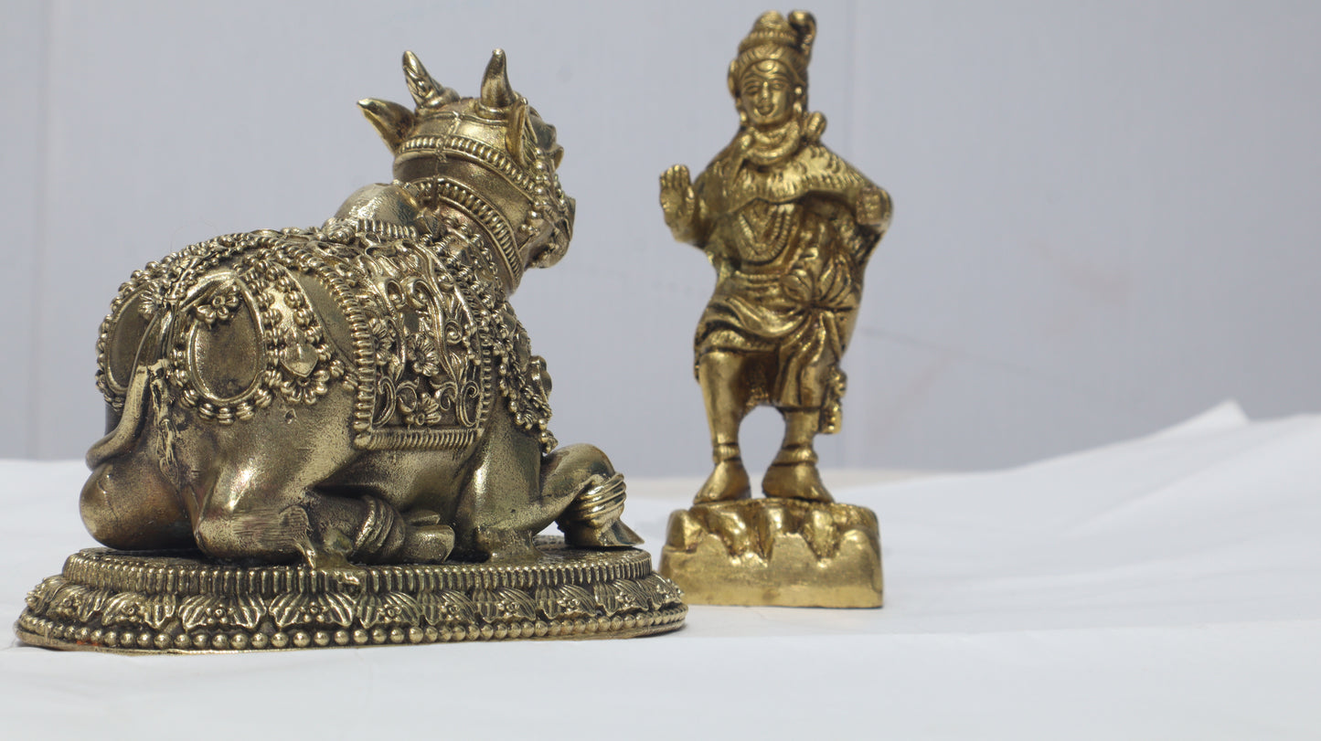 Ashtdhatu Nandi Idol for Home Temple | Sacred Nandi Maharaj Statue for Pooja & Vastu