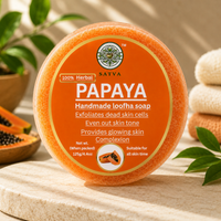 Satva Papaya Loofah Soap | Handmade Exfoliating Bath Soap with Papaya | 125g