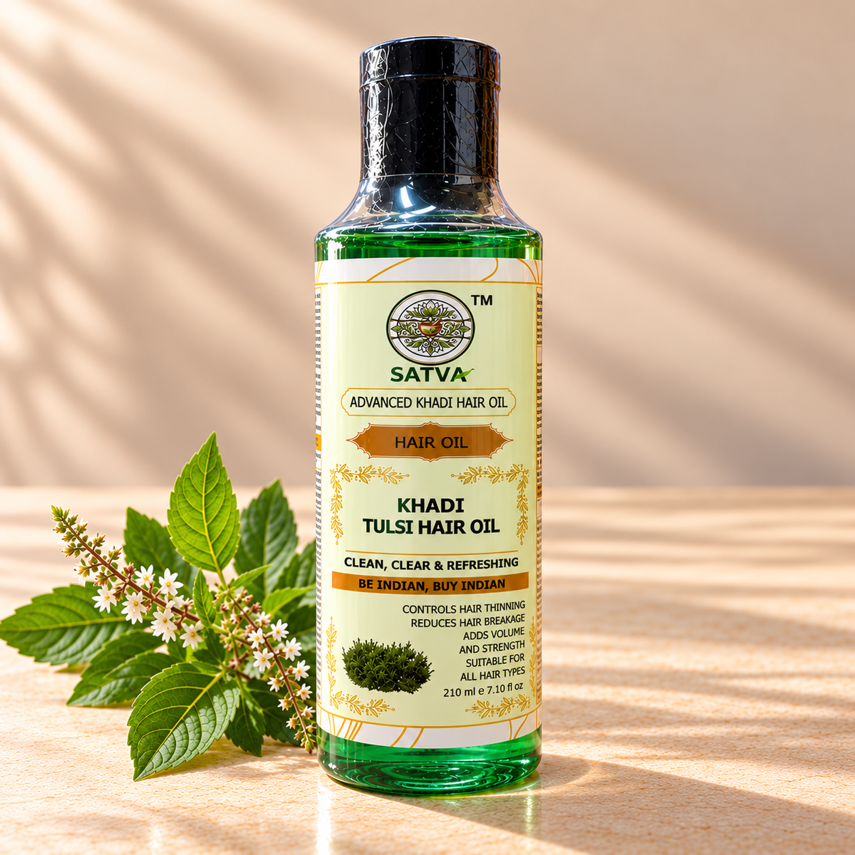SATVA Khadi Tulsi Hair Oil 210ml Product Image
