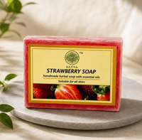 Satva Strawberry Soap | Handmade Herbal Bath Soap with Strawberry Extract | 125g