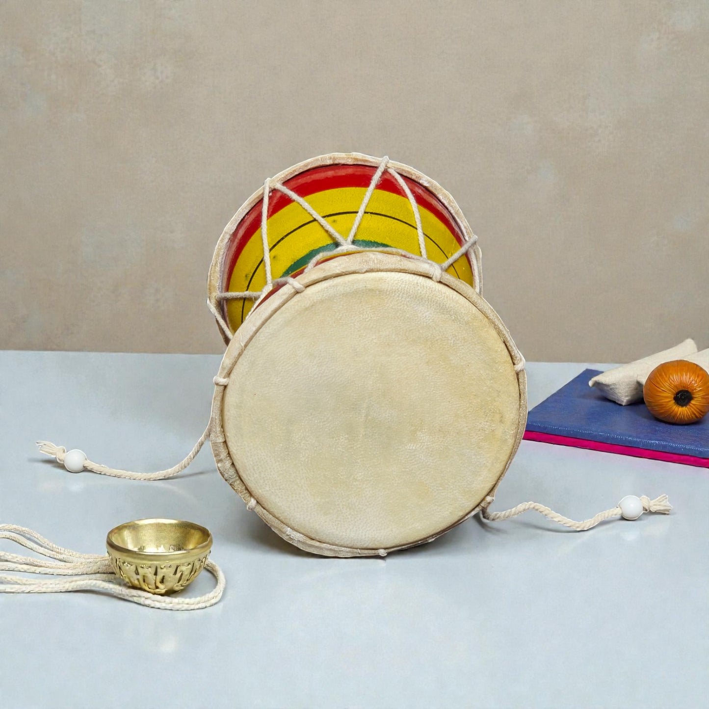 Handcrafted Wooden Damru – Traditional Lord Shiva Musical Instrument & Decor