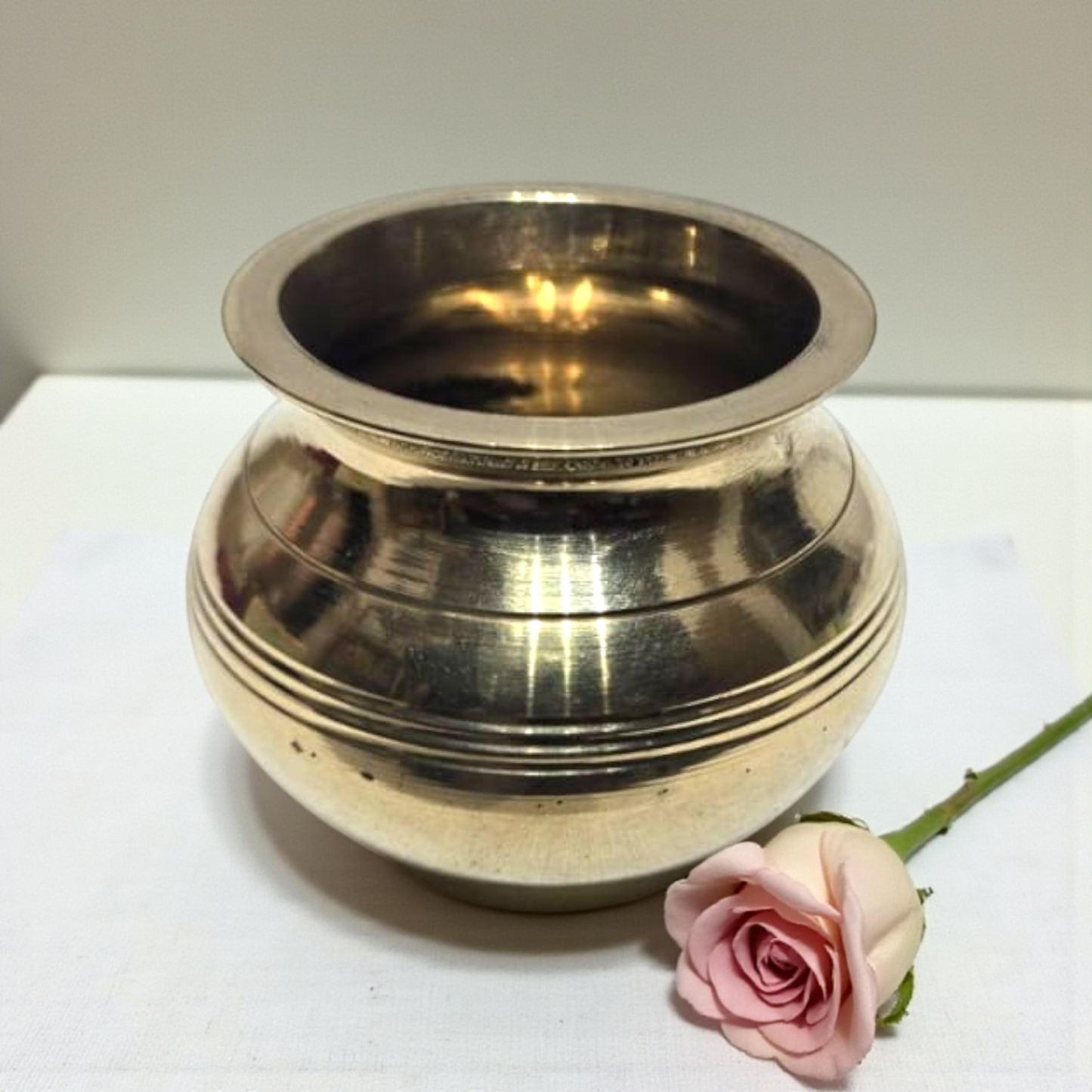 Pure Brass Pooja Lota | Handcrafted Engraved Kalash for Daily Puja