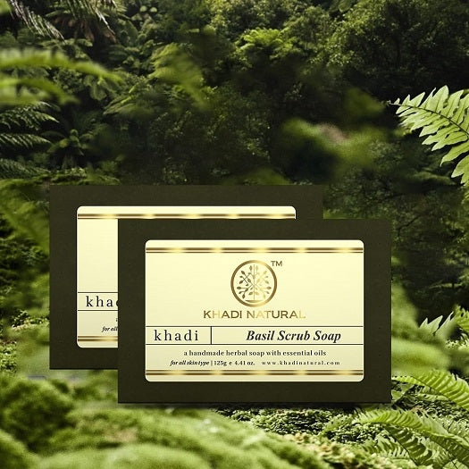 Khadi Natural Basil Scrub Soap