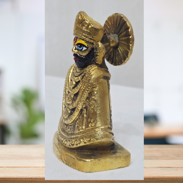 Pure Brass Khatu Shyam Ji Idol – Divine Shyam Baba Statue for Home Temple & Puja