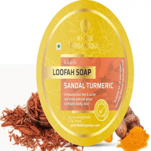 Khadi Organique Sandal Turmeric Loofah Soap