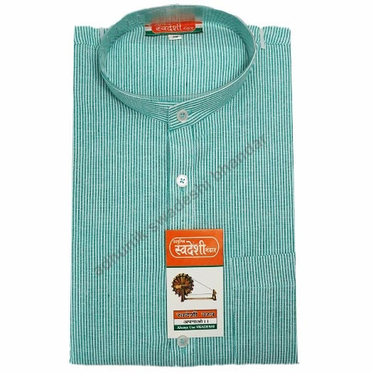 Cotton Kurta Light Blue With Black Lines