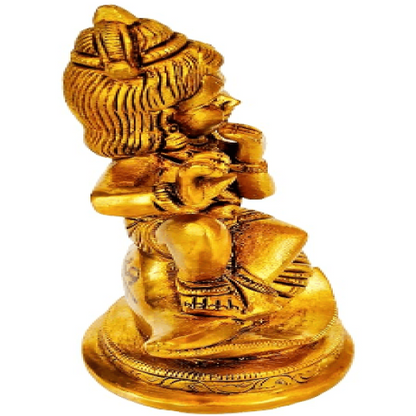 Brass Child Krishna Statue  (sitting on a conch)