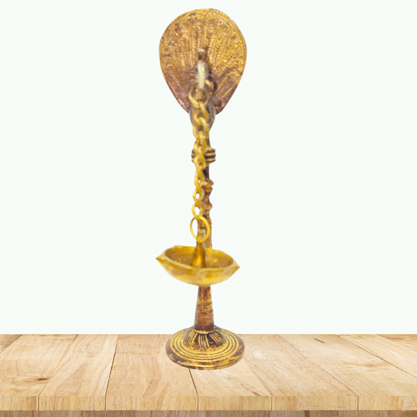 Peacock Design Brass Hanging Diya – Decorative Deepak Oil Lamp for Home Temple & Puja