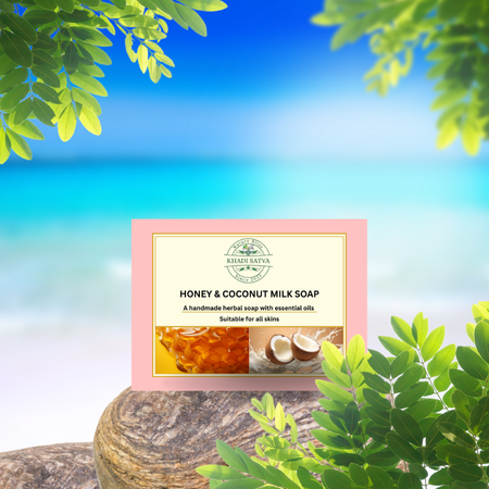 Honey & Coconut Milk Soap by Khadi Satva – Nourishing & Moisturizing Herbal Cleanser