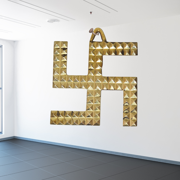 Pure Brass Swastik – Auspicious Vastu Symbol for Home & Temple (4.2 x 3.6 Inch)