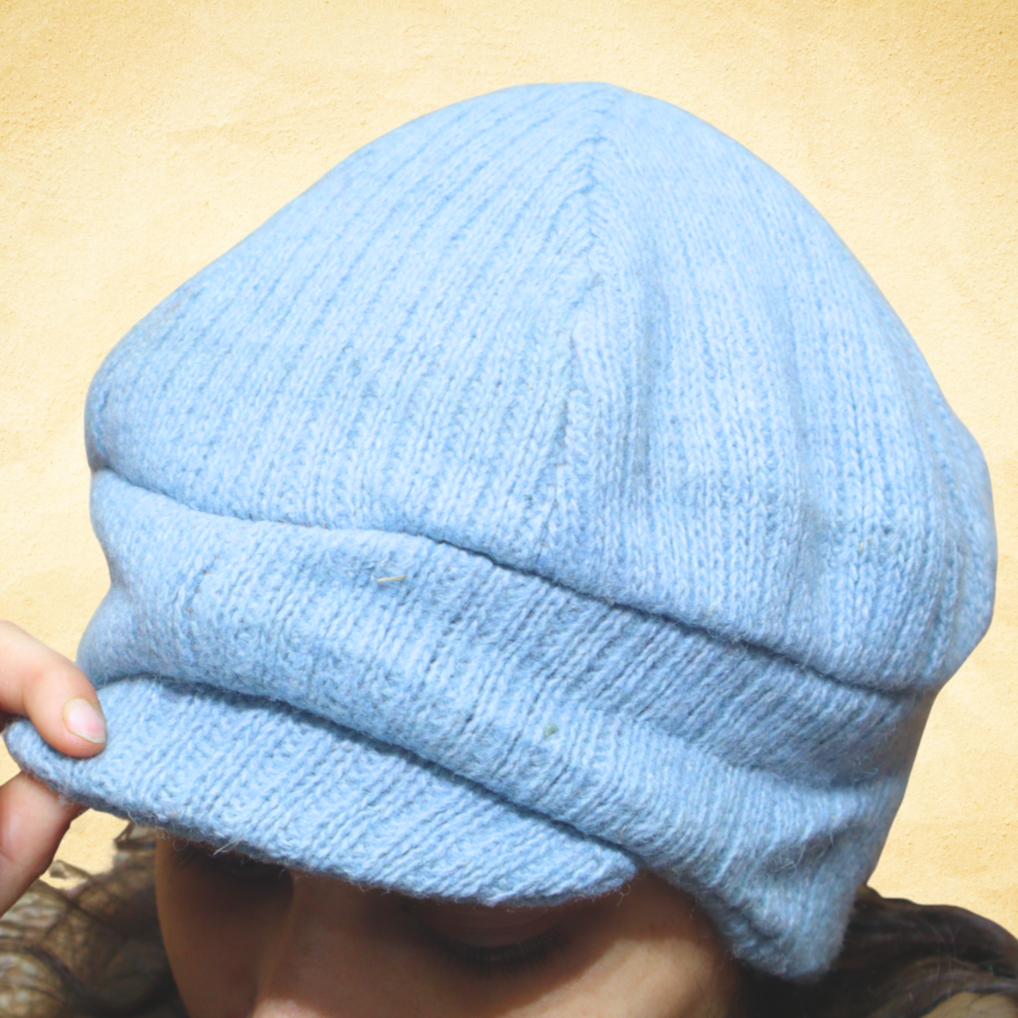 Premium Light Blue Woolen Beret Cap for Men & Women – Soft Knitted Winter Slouchy Beanie Hat for Cold Weather