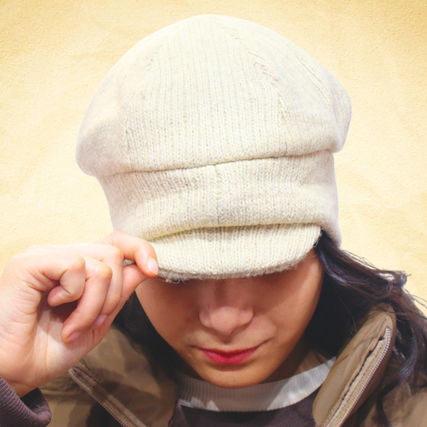 Premium Off-White Woolen Beret Cap for Men & Women – Soft Knitted Winter Hat for Elegant Cold Weather Style