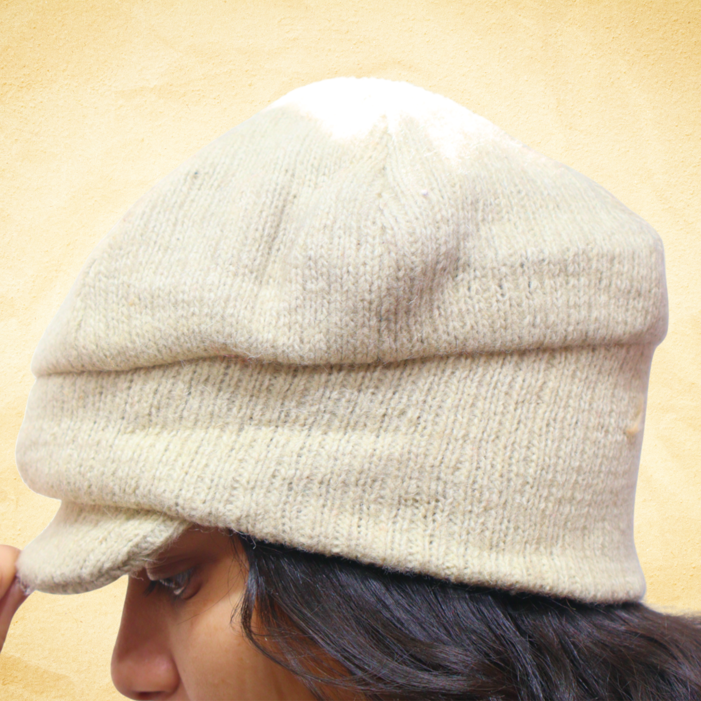 Premium Off-White Woolen Beret Cap for Men & Women – Soft Knitted Winter Hat for Elegant Cold Weather Style