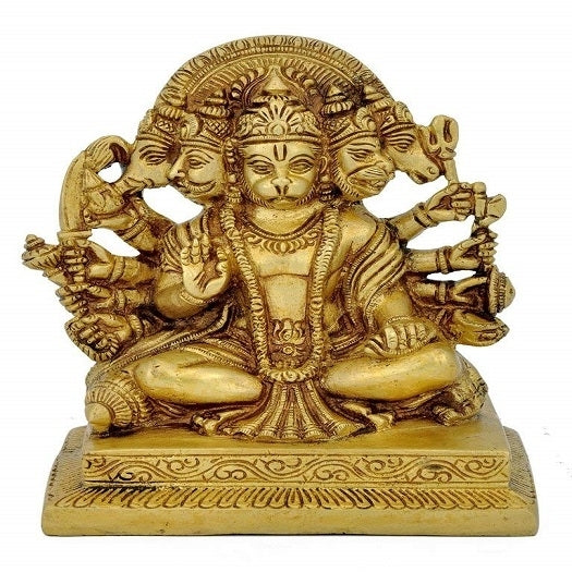 Brass God Panchmukhi Hanuman Idol Statue