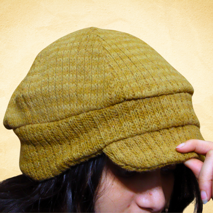 Premium Brown Woolen Beret Cap for Women – Trendy Knitted Winter Hat with Front Visor Brim & Warm Fleece Texture