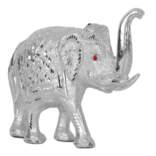 White Metal Elephant Statue (Pair)