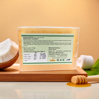 Khadi Satva Coconut Milk & Honey Soap | 100% Pure & Natural Handmade Bathing Bar