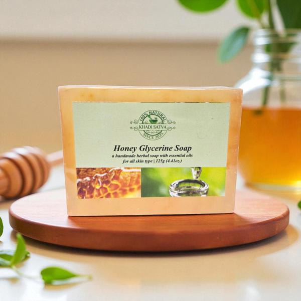 Khadi Satva Honey Glycerine Soap | Original Indian Ayurvedic Brand | 100% Pure & Natural Handmade Bathing Bar | Deep Moisturizing Soap for Soft & Glowing Skin | Paraben & Sulphate Free (125g)