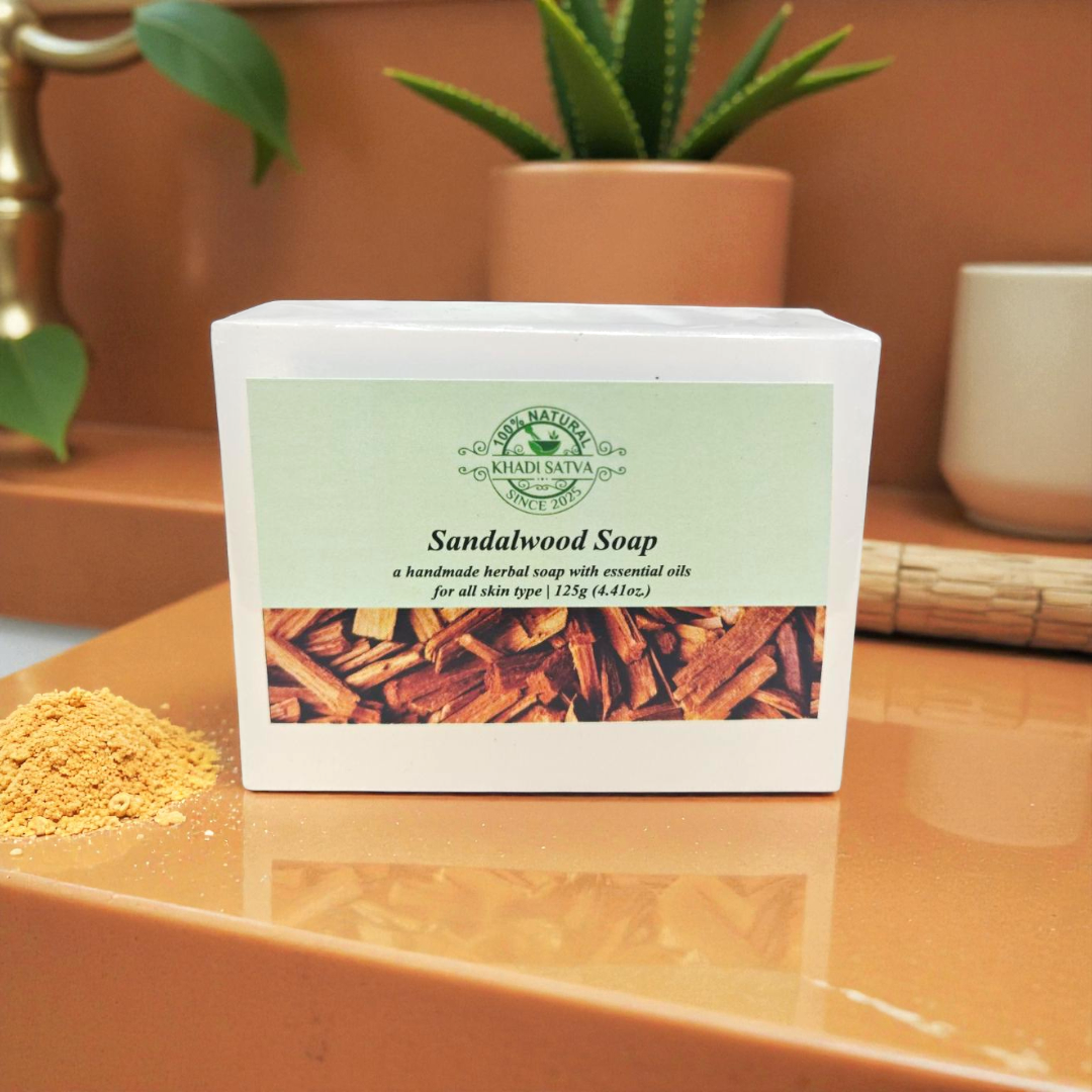 Khadi Satva Sandalwood Soap | 100% Pure & Natural Handmade Ayurvedic Bathing Bar 