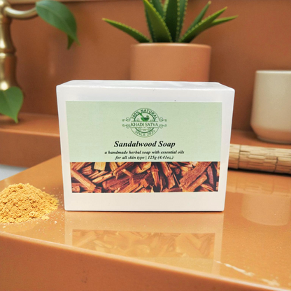 Khadi Satva Sandalwood Soap | 100% Pure & Natural Handmade Ayurvedic Bathing Bar 
