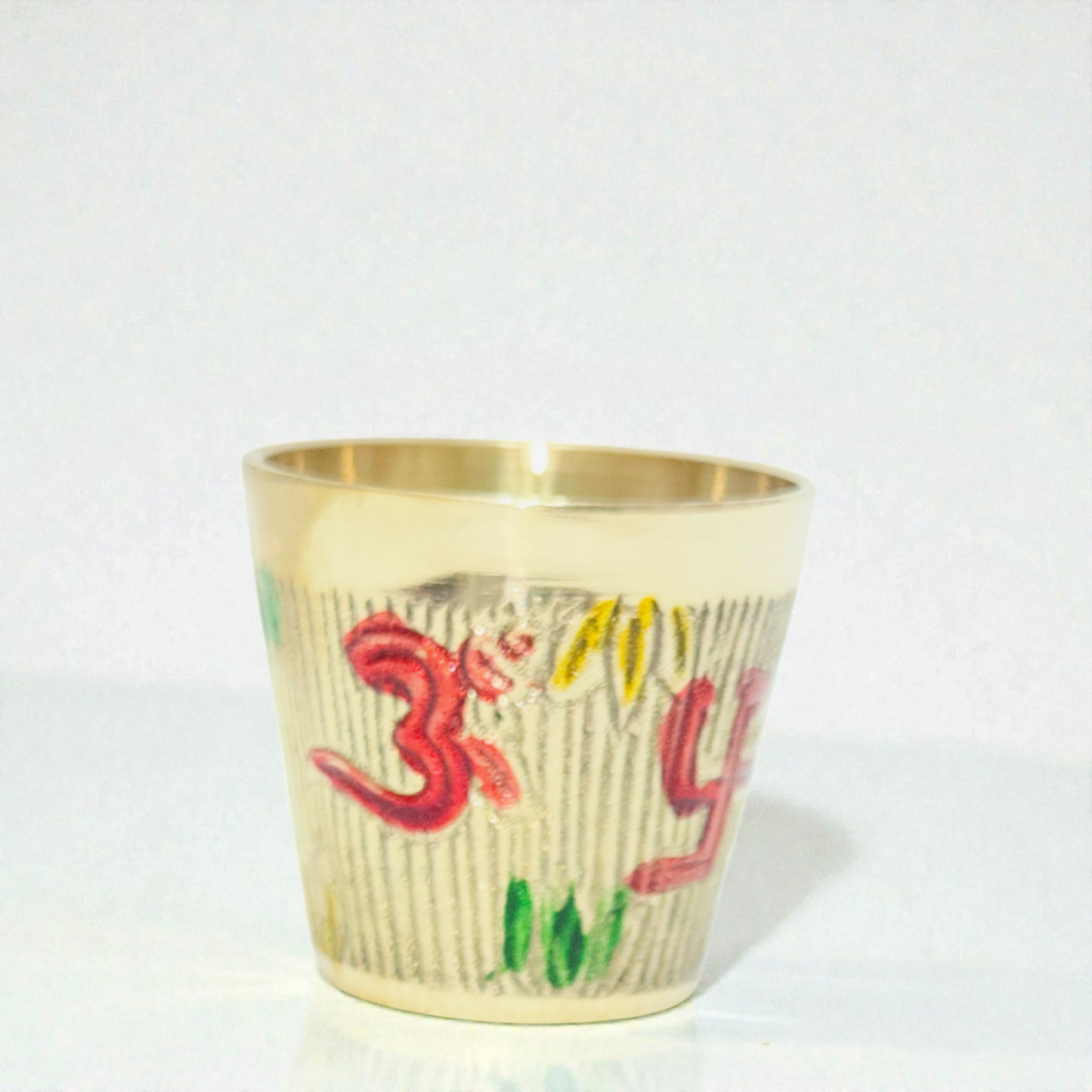 Khadi Brass Puja Glass | Engraved Om & Swastika