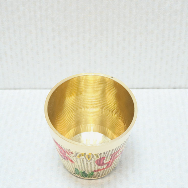 Pure Brass Puja Glass – Handcrafted Acharmani Glass with Om & Swastika Engravings