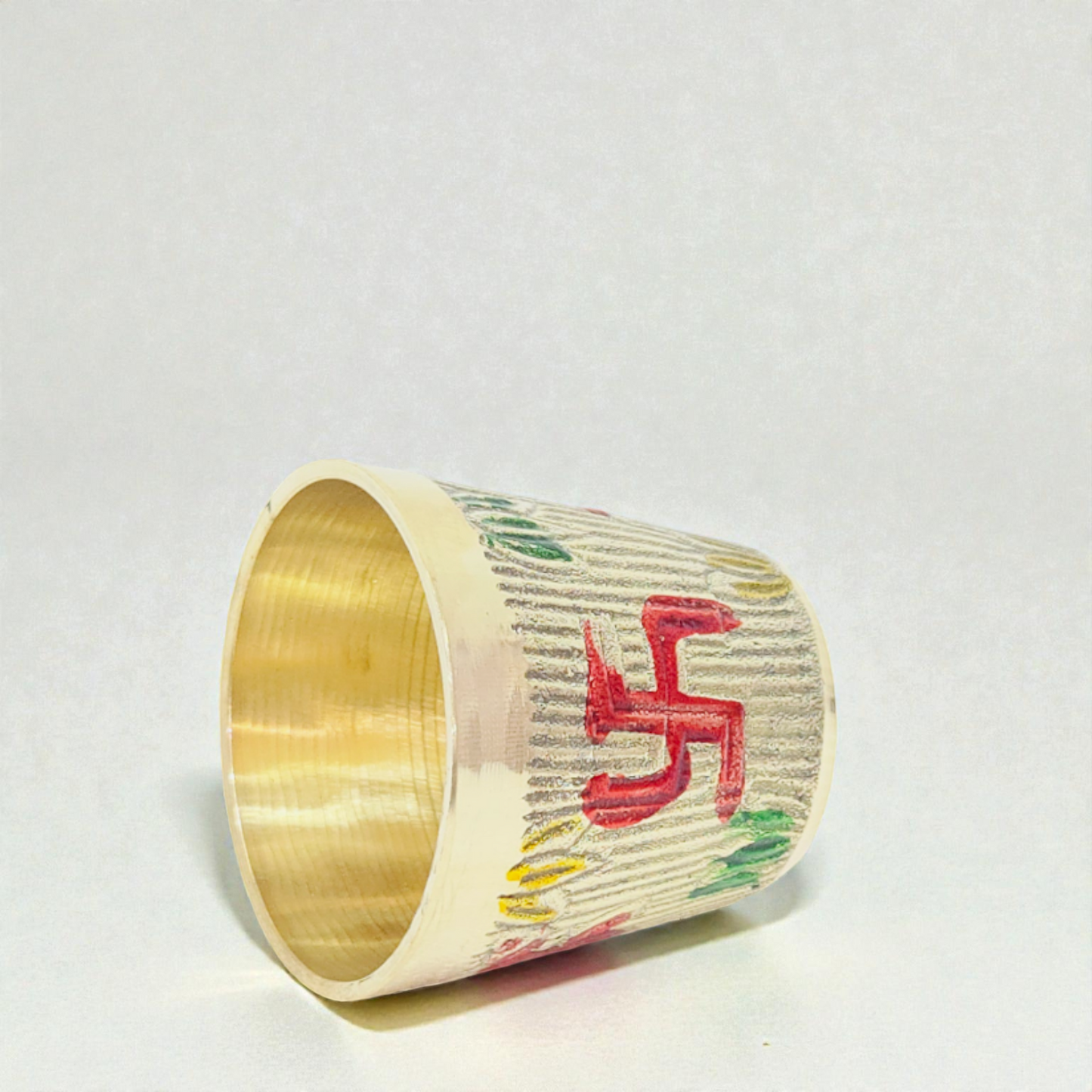 Khadi Brass Puja Glass | Engraved Om & Swastika