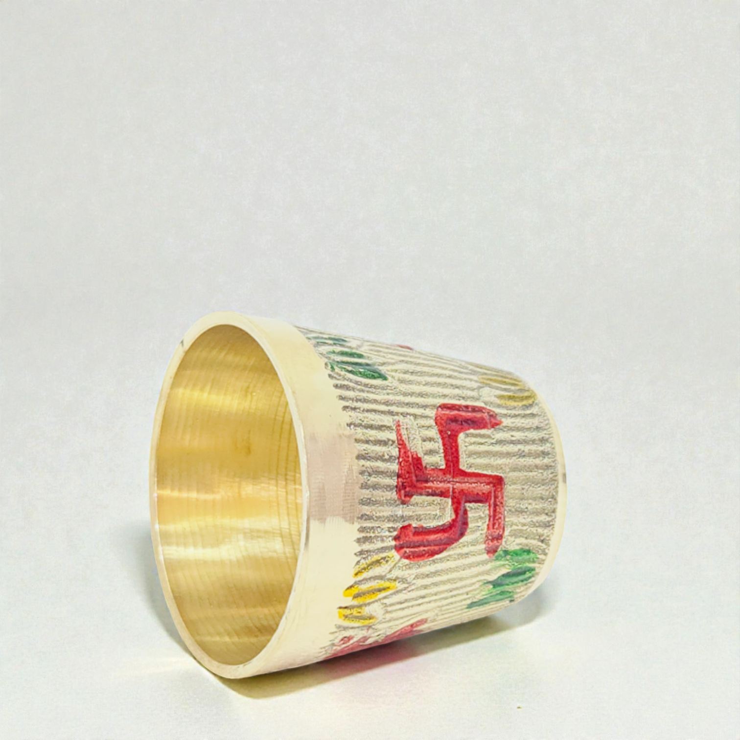 Khadi Brass Puja Glass | Engraved Om & Swastika