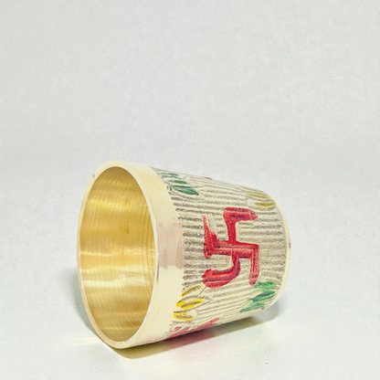 Khadi Brass Puja Glass | Engraved Om & Swastika