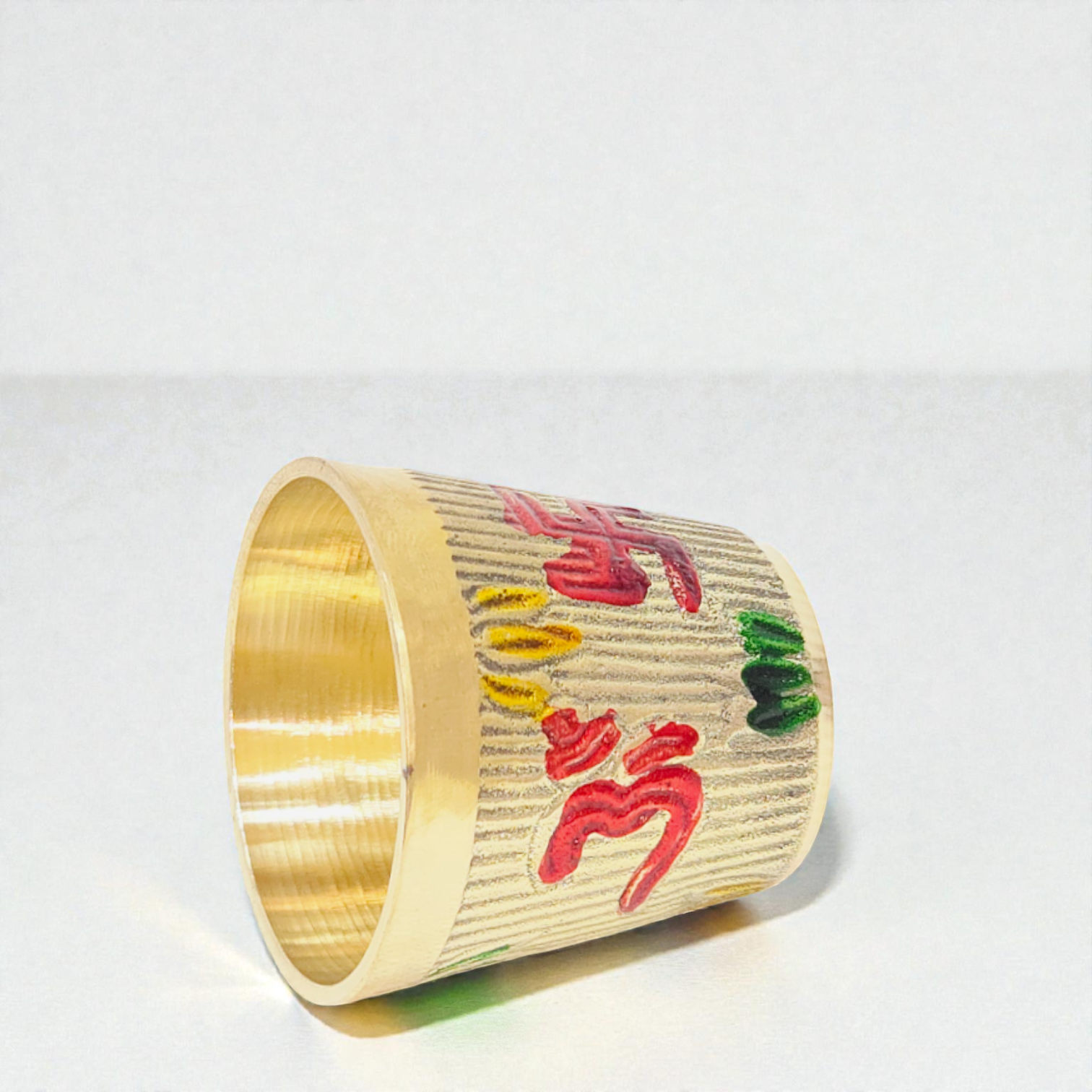 Khadi Brass Puja Glass | Engraved Om & Swastika