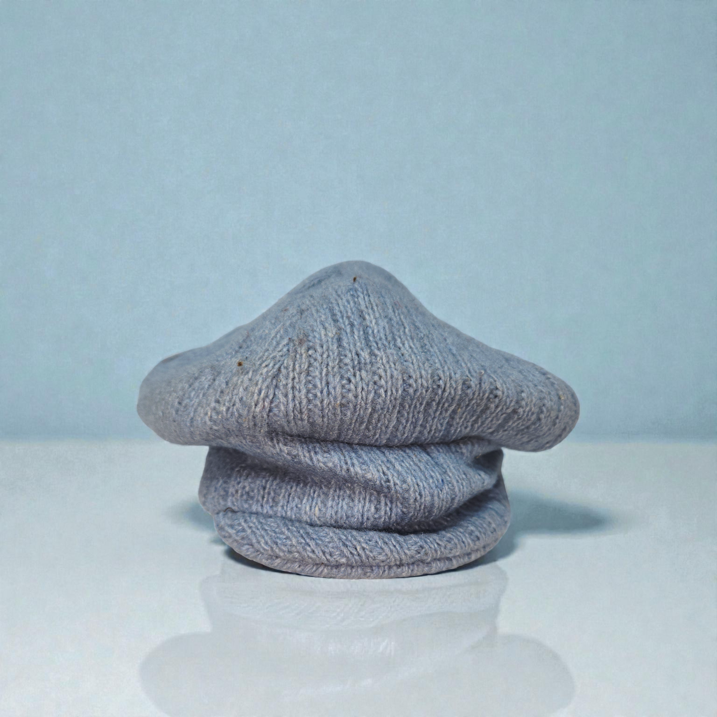 Premium Light Blue Woolen Beret Cap for Women – Stylish Knitted Winter Hat with Visor Brim & Soft Fleece Lining