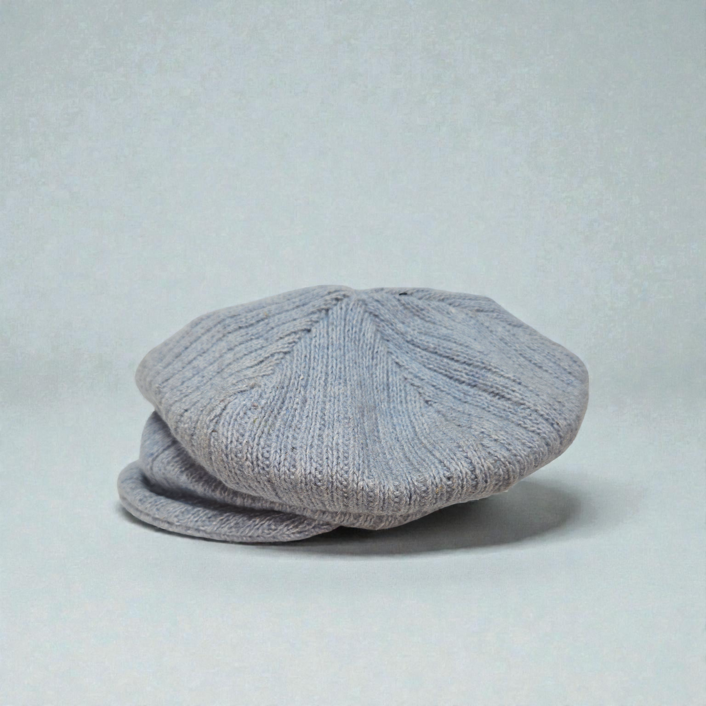 Premium Light Blue Woolen Beret Cap for Women – Stylish Knitted Winter Hat with Visor Brim & Soft Fleece Lining