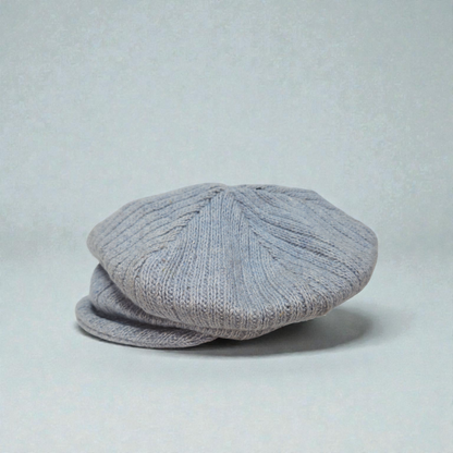 Premium Light Blue Woolen Beret Cap for Women – Stylish Knitted Winter Hat with Visor Brim & Soft Fleece Lining