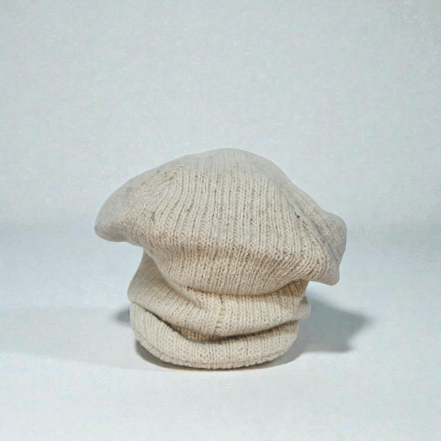 Premium Off-White Woolen Beret Cap for Men & Women – Soft Knitted Winter Hat for Elegant Cold Weather Style